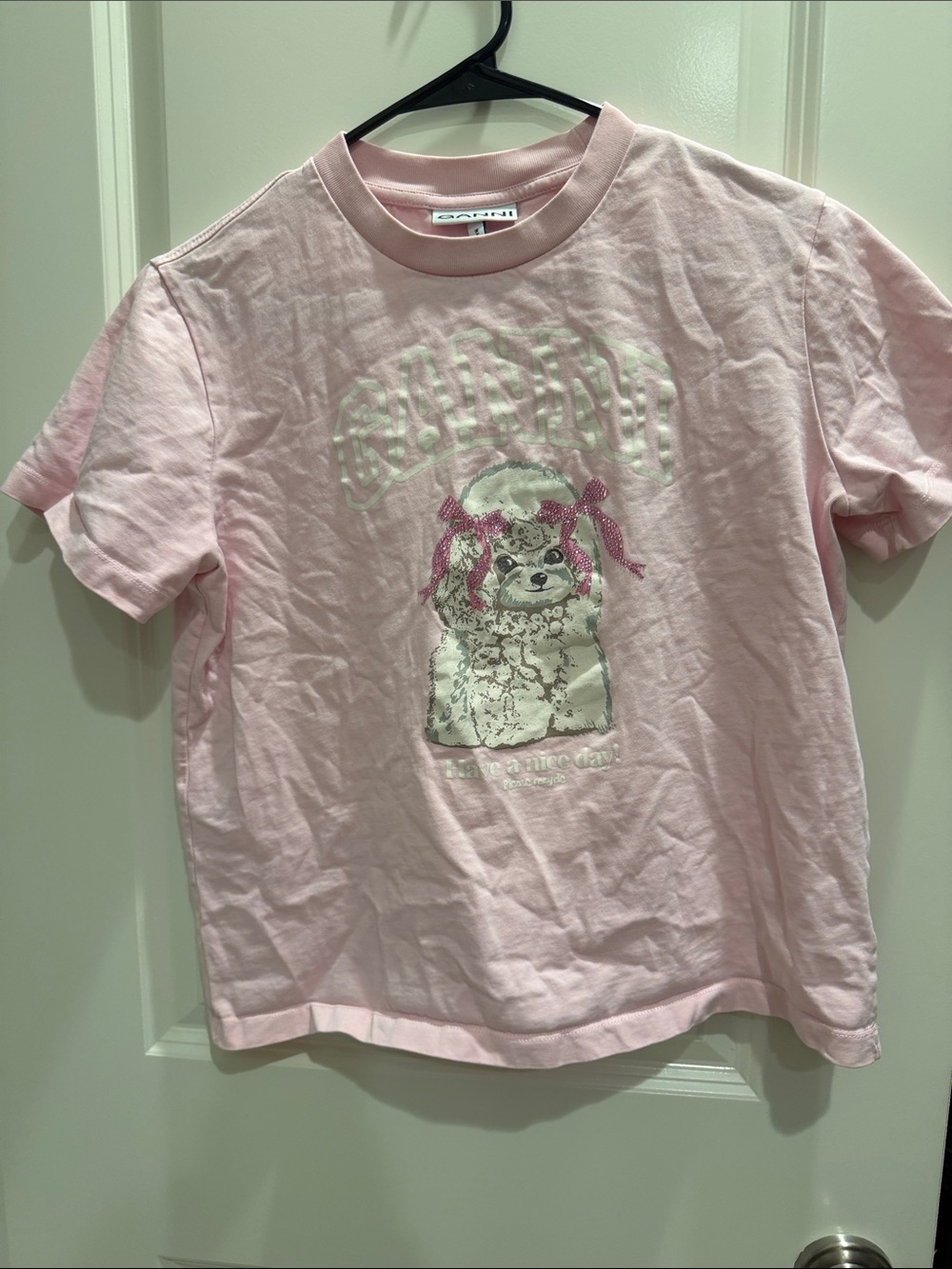 Pink Graphic Tee with Puppy Print